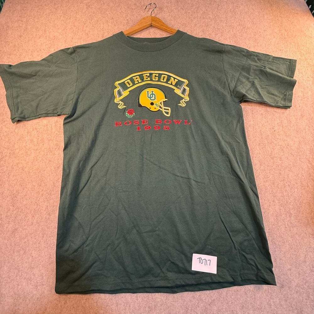 Vintage 1995 Rose‎ Bowl Oregon Ducks T-Shirt Midwest Embroidery Green Mens Large